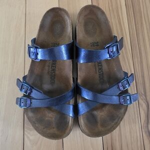 Birkenstock Metallic Navy Triple-Strap Sandals